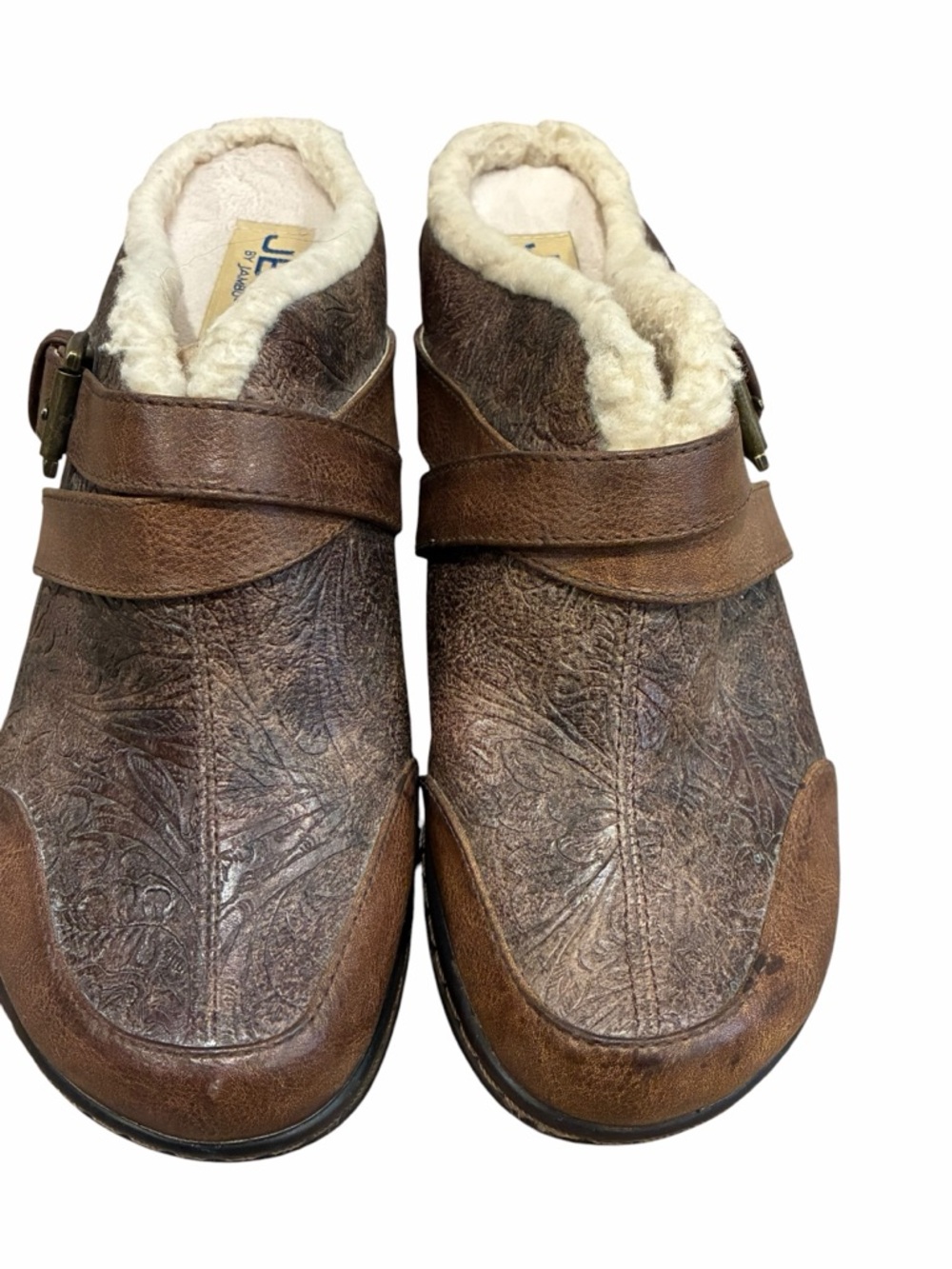 JBU by Jambu Sweden Women's 8.5M Cozy Faux Shearling Lined Brown Slip-On Clogs